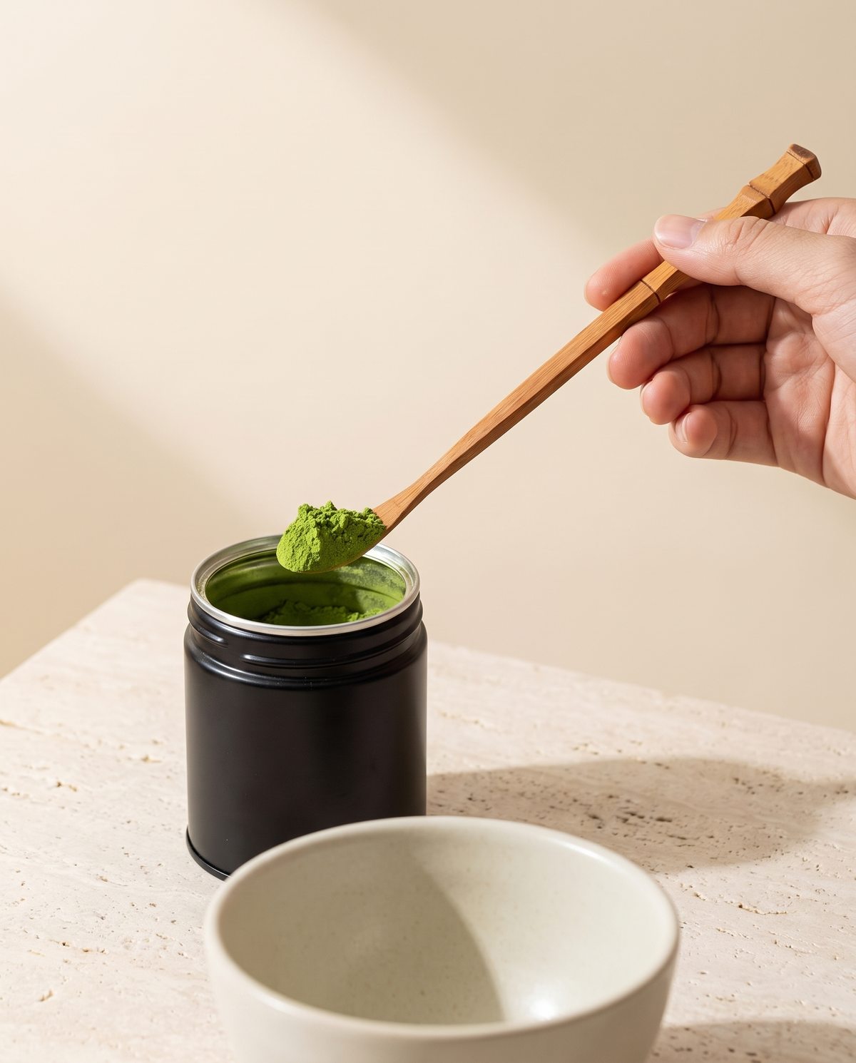 In use: Bamboo Matcha Scoop (Chashaku) – Style 01