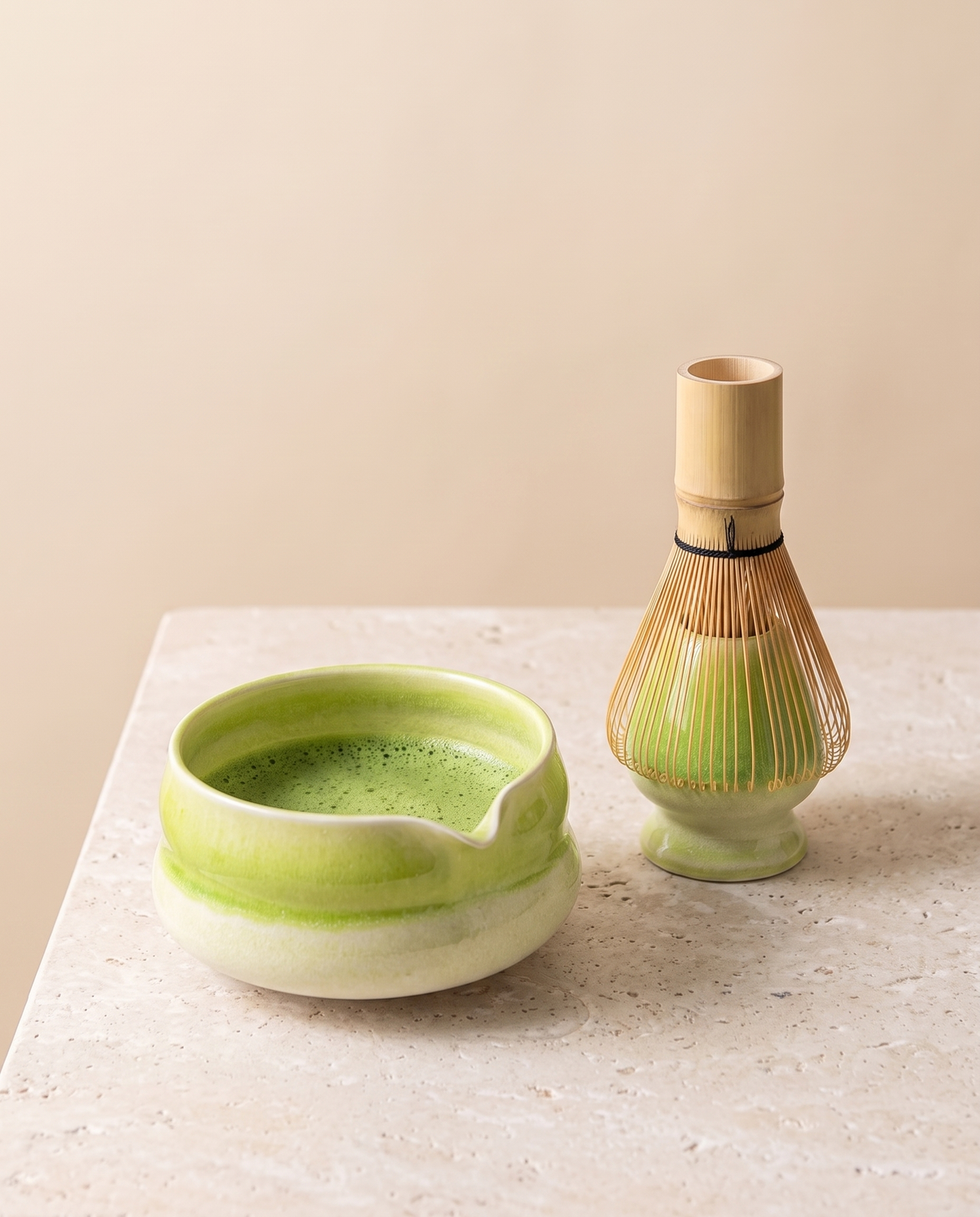 In use: Matcha Bowl & Whisk Set – Light Green