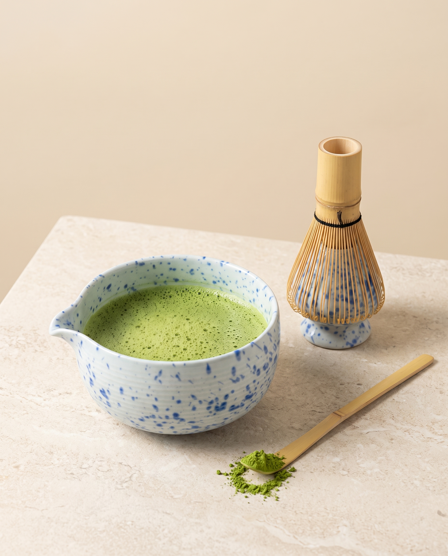 In use: Stoneware Bowl & Holder Set – Blue
