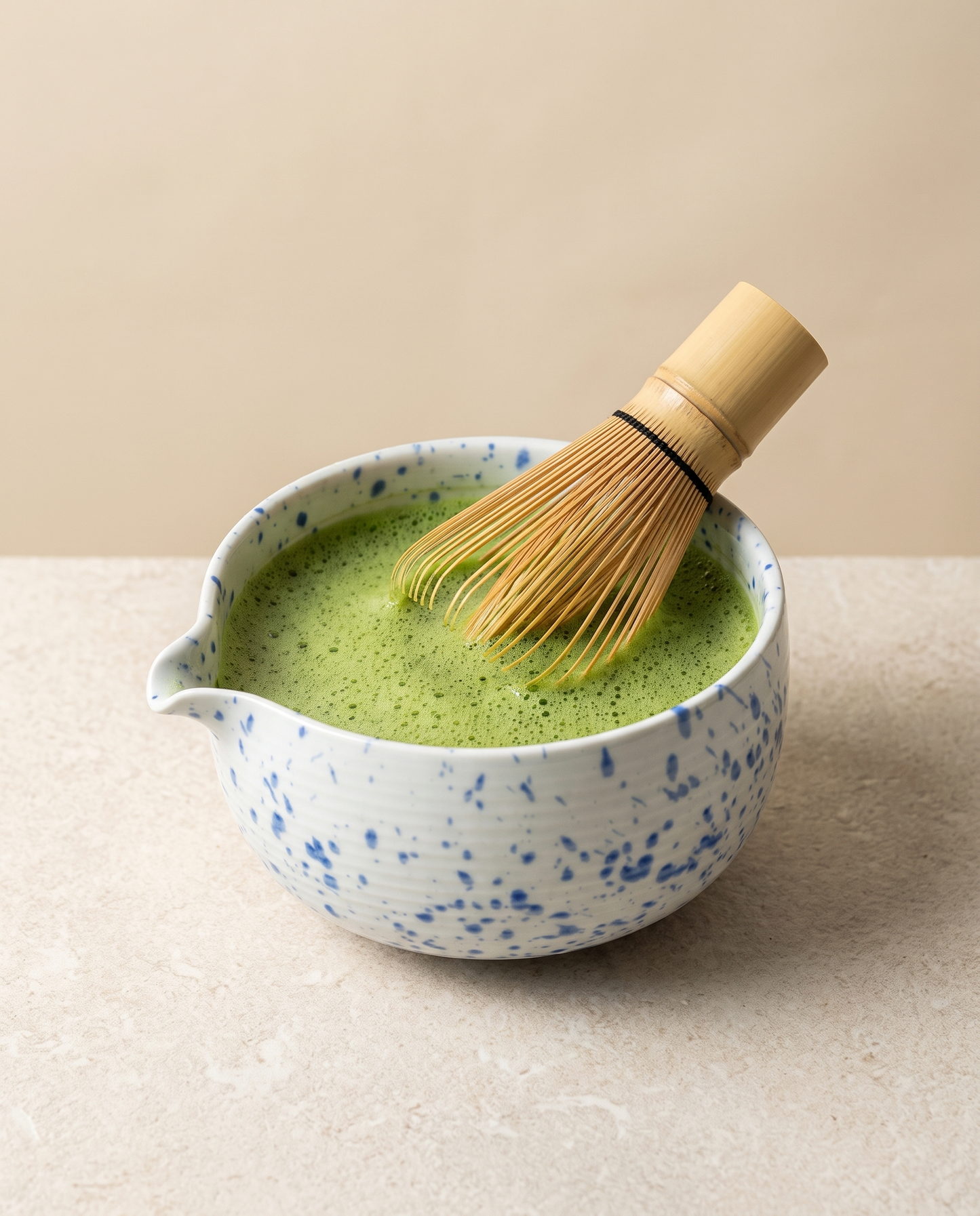 In use: Stoneware Matcha Bowl – Blue