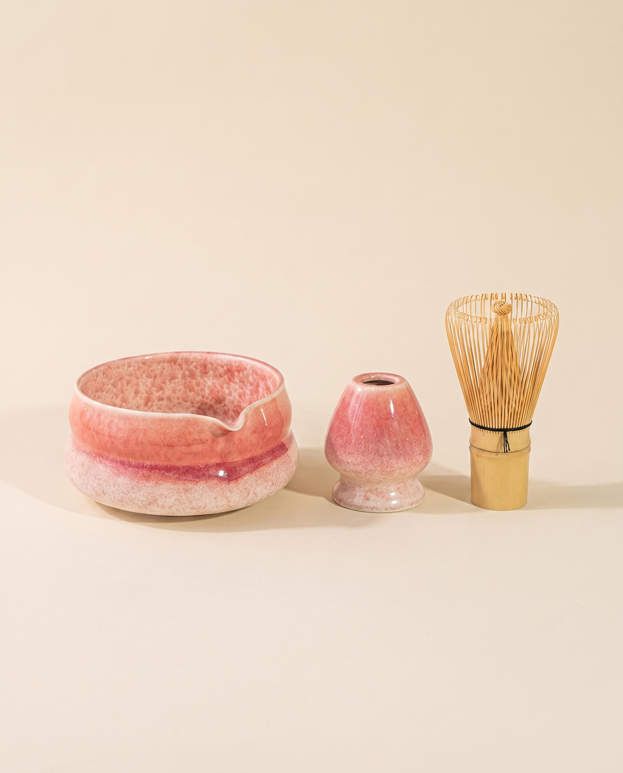 Matcha Bowl & Whisk Set – Pink
