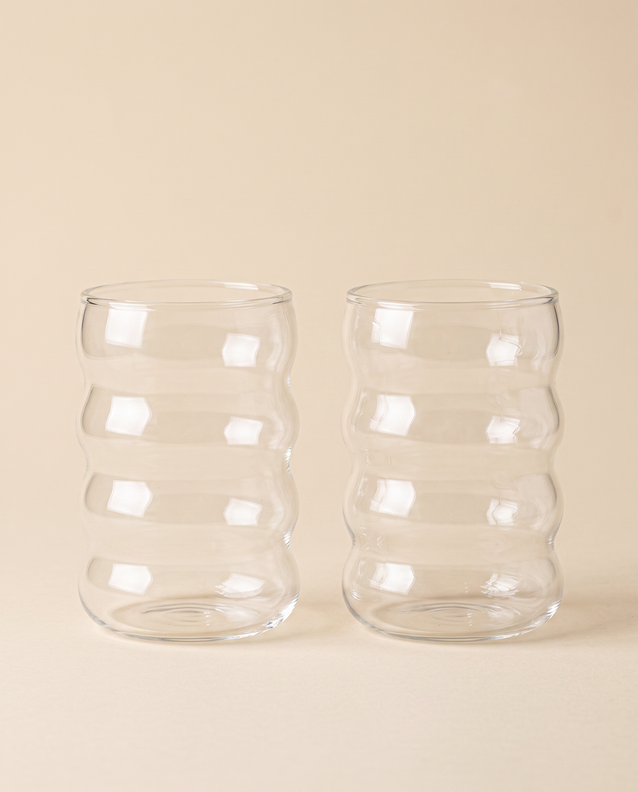 Ripple Glass Matcha Cups 380 ml – 2 pcs