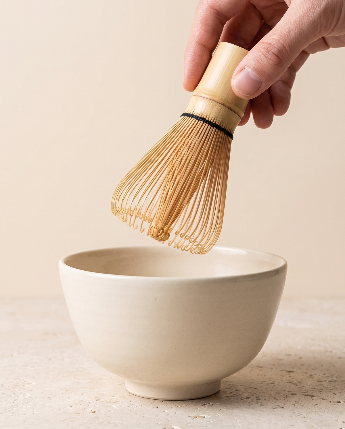 In use: 48-Prong Bamboo Matcha Whisk