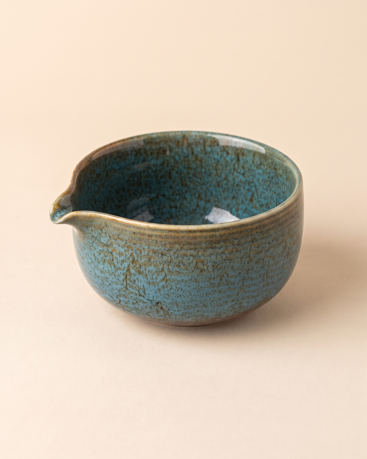 Ceramic Matcha Bowl with Spout – Teal