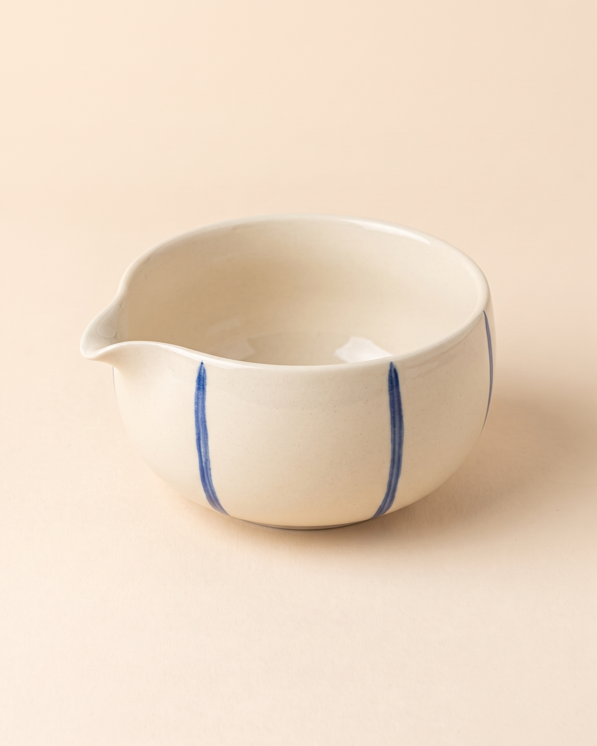 Patterned Ceramic Matcha Bowl – Blue Stripes