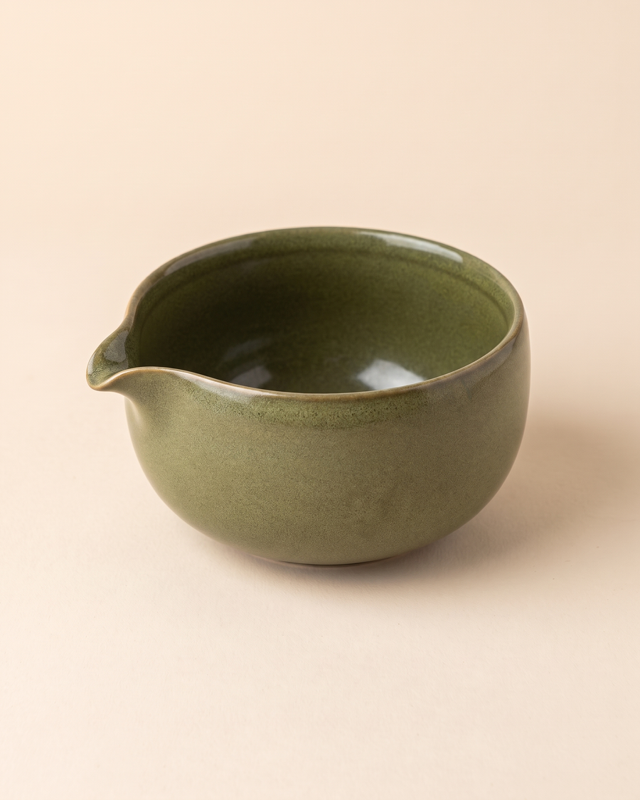 Patterned Ceramic Matcha Bowl – Olive