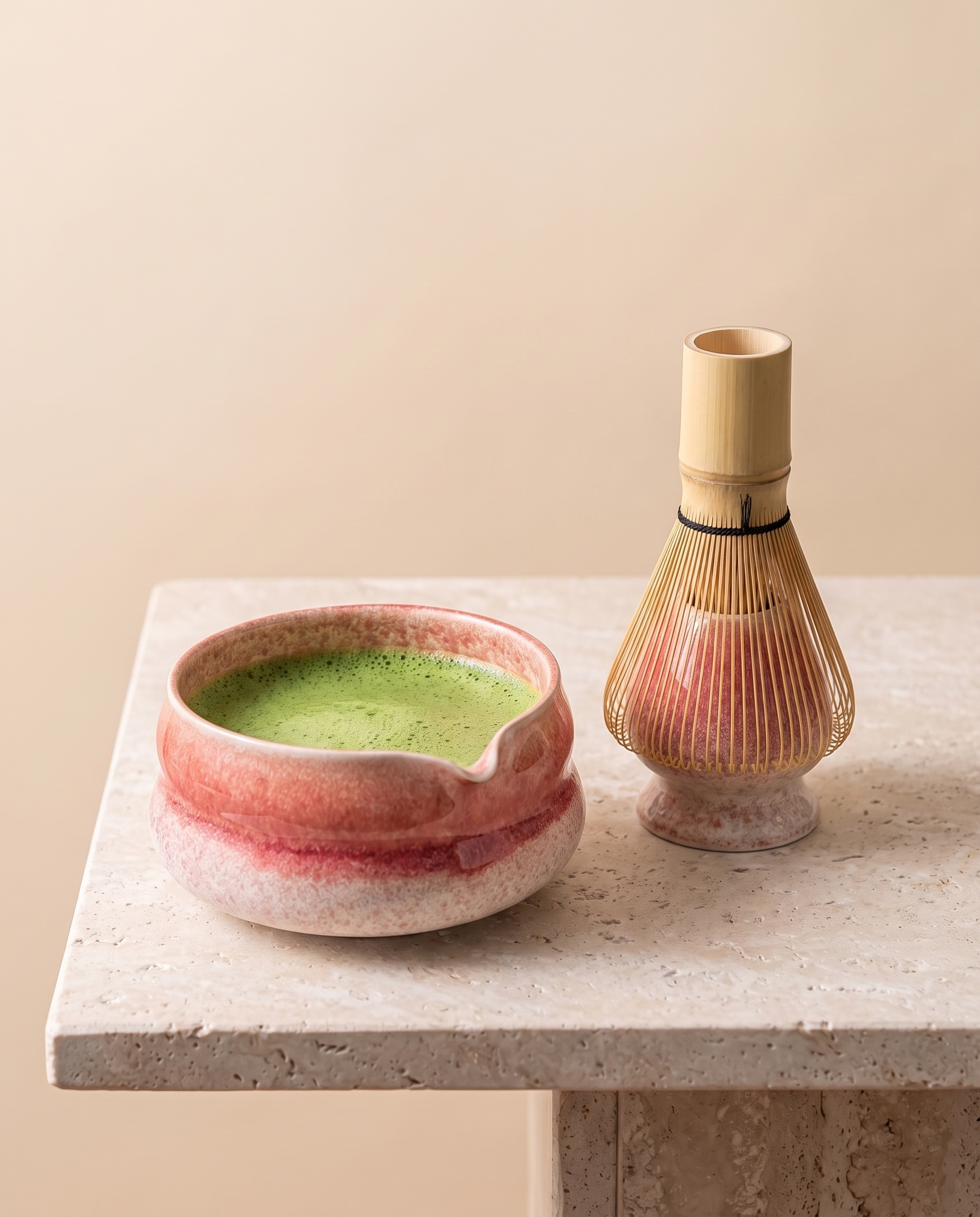 In use: Matcha Bowl & Whisk Set – Pink