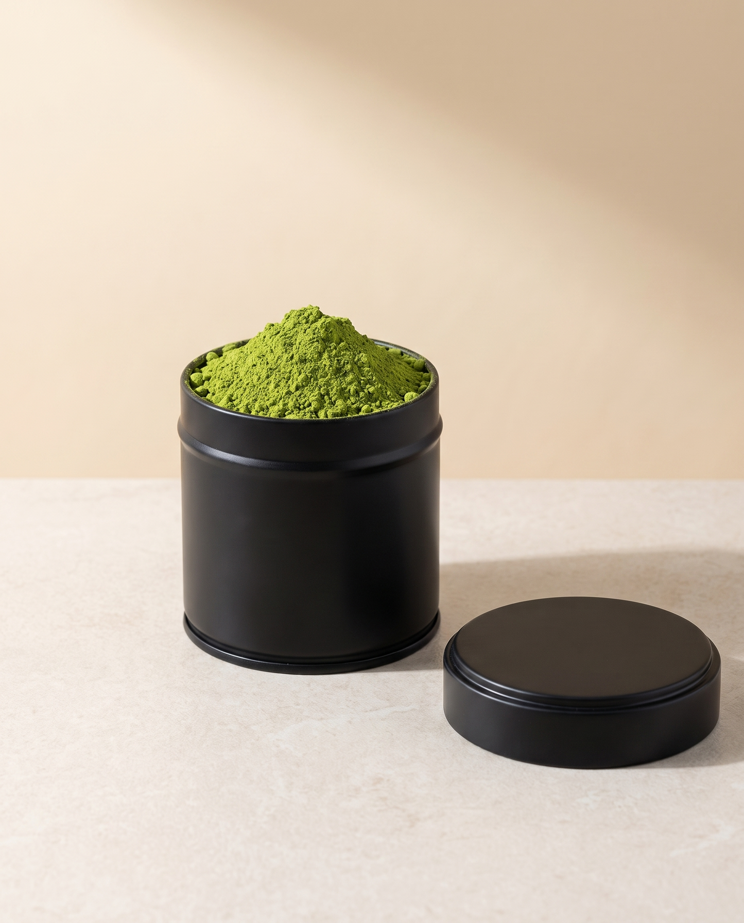In use: Matcha Storage Tin – Black