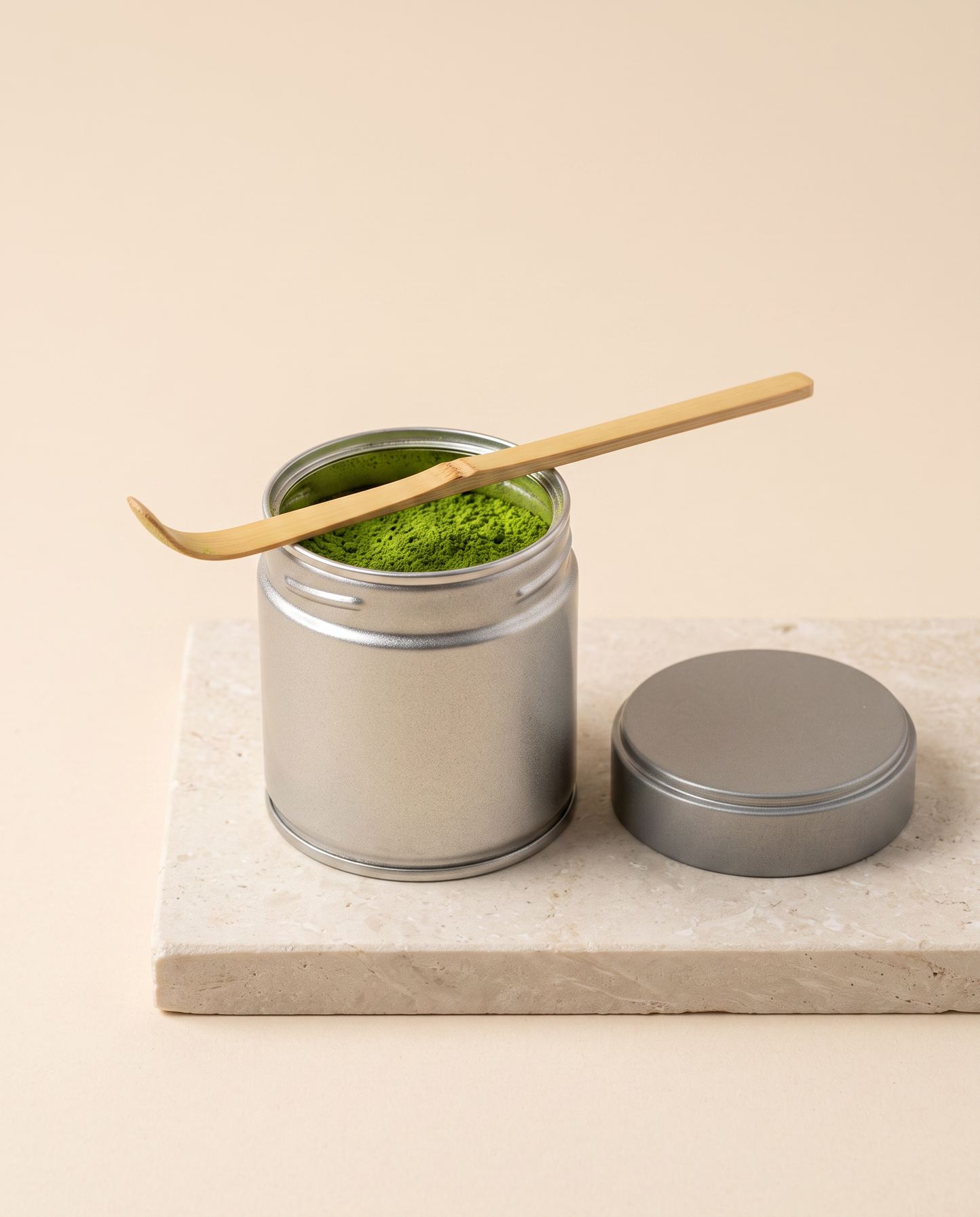 In use: Matcha Storage Tin – Silver