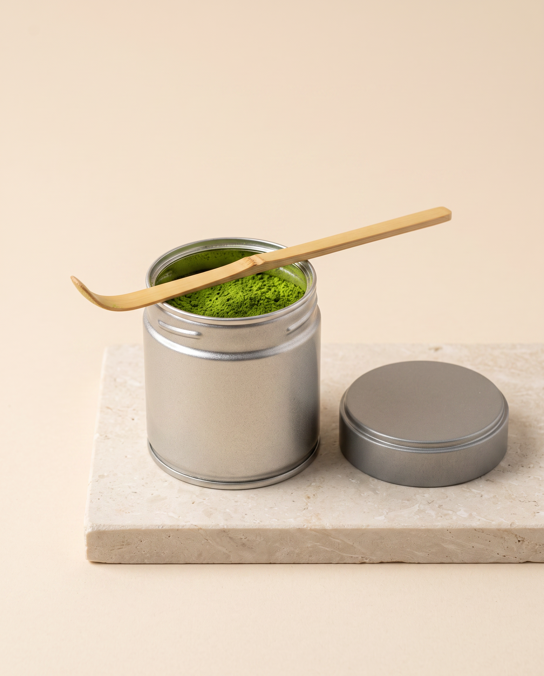 In use: Matcha Storage Tin – Silver