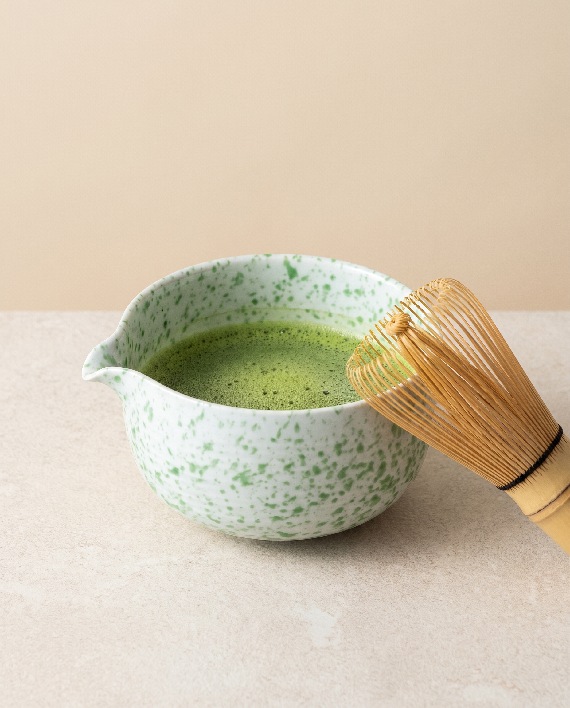 In use: Stoneware Matcha Bowl – Green